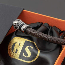 Load image into Gallery viewer, TheGoldSteel Leather Bracelet for Men Blue Black Brown Stainless Steel Safety Magnetic Clasp Buckle. Top Grain Leather Casual Cuff