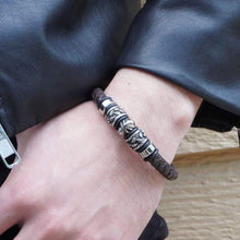 Load image into Gallery viewer, TheGoldSteel Leather Bracelet for Men Blue Black Brown Stainless Steel Safety Magnetic Clasp Buckle. Top Grain Leather Casual Cuff