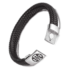 Load image into Gallery viewer, TheGoldSteel Leather Bracelet for Men Blue Black Brown Stainless Steel Safety Magnetic Clasp Buckle. Top Grain Leather Casual Cuff