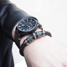 Load image into Gallery viewer, TheGoldSteel Leather Bracelet for Men Blue Black Brown Stainless Steel Safety Magnetic Clasp Buckle. Top Grain Leather Casual Cuff