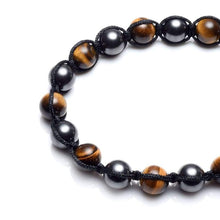 Load image into Gallery viewer, Top Plaza Mens Womens Reiki Healing Energy Natural Tiger Eye Stone Magnetic Hematite Therapy Beads Macrame Adjustable Braided Link