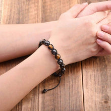Load image into Gallery viewer, Top Plaza Mens Womens Reiki Healing Energy Natural Tiger Eye Stone Magnetic Hematite Therapy Beads Macrame Adjustable Braided Link