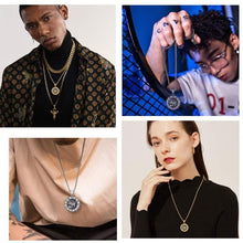 Load image into Gallery viewer, U7 Men Women Antique Eye of Horus Necklace Cool Black Egyptian Jewelry Customized Engraved Pendant with Chain 22 Inch - Pendant Necklace