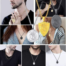 Load image into Gallery viewer, U7 Men Women Protection Jewelry Judism Christian Islamic Biblical Archangel Pendant with Chain 22 Inch Oval Medal Shape Ion Plating Black