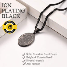 Load image into Gallery viewer, U7 Men Women Protection Jewelry Judism Christian Islamic Biblical Archangel Pendant with Chain 22 Inch Oval Medal Shape Ion Plating Black