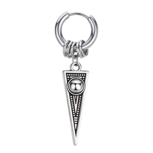 1Pcs European Cross Blade Triangle Small Hoop Earring Personality Ancient Silver Color Earrings For Women Men Jewelry E150 - Ear Jewelry
