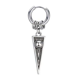 1Pcs European Cross Blade Triangle Small Hoop Earring Personality Ancient Silver Color Earrings For Women Men Jewelry E150 - Ear Jewelry