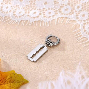 1Pcs European Cross Blade Triangle Small Hoop Earring Personality Ancient Silver Color Earrings For Women Men Jewelry E150 - Ear Jewelry