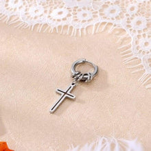 Load image into Gallery viewer, 1Pcs European Cross Blade Triangle Small Hoop Earring Personality Ancient Silver Color Earrings For Women Men Jewelry E150 - Ear Jewelry
