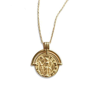 2019 Retro Gold Sliver Roman Coin Pendant Necklaces Vintage Single Layered Choker Minimalist Disc Chokers Necklaces Jewelry - Pendant