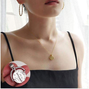 2019 Retro Gold Sliver Roman Coin Pendant Necklaces Vintage Single Layered Choker Minimalist Disc Chokers Necklaces Jewelry - Pendant