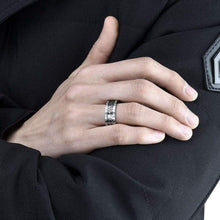 Load image into Gallery viewer, 8mm Steampunk Titanium Gear Wheel Pinion Bolts Ring Black Zirconium Wedding Band Rivet
