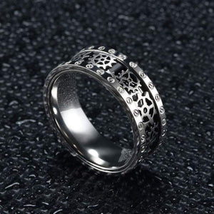 8mm Steampunk Titanium Gear Wheel Pinion Bolts Ring Black Zirconium Wedding Band Rivet