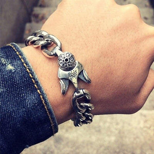 925 Silver Bracelet Punk Charm Sterling Silver Spring Clasp Link Chain Bracelet Men Jewelry For 2017