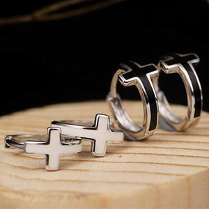 925 Silver Ear Clip Female Fashion Earrings Small Black Mens Women White Punk Rock Ear Ring Cross Male Earrings