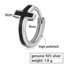 Load image into Gallery viewer, 925 Silver Ear Clip Female Fashion Earrings Small Black Mens Women White Punk Rock Ear Ring Cross Male Earrings
