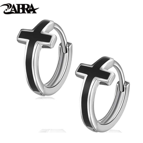 925 Silver Ear Clip Female Fashion Earrings Small Black Mens Women White Punk Rock Ear Ring Cross Male Earrings