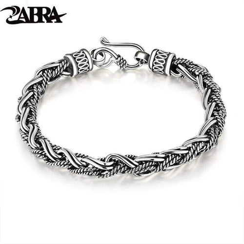 925 Silver Rope Twisted Bracelet for Punk Fashion Male Thai Vintage 100% Sterling Silver Bracelet Bangle Mens Handmade Jewelry