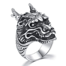 Load image into Gallery viewer, 925 Silver Wolf Head Viking Biker Ring

