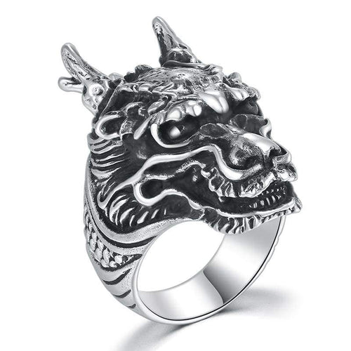 925 Silver Wolf Head Viking Biker Ring