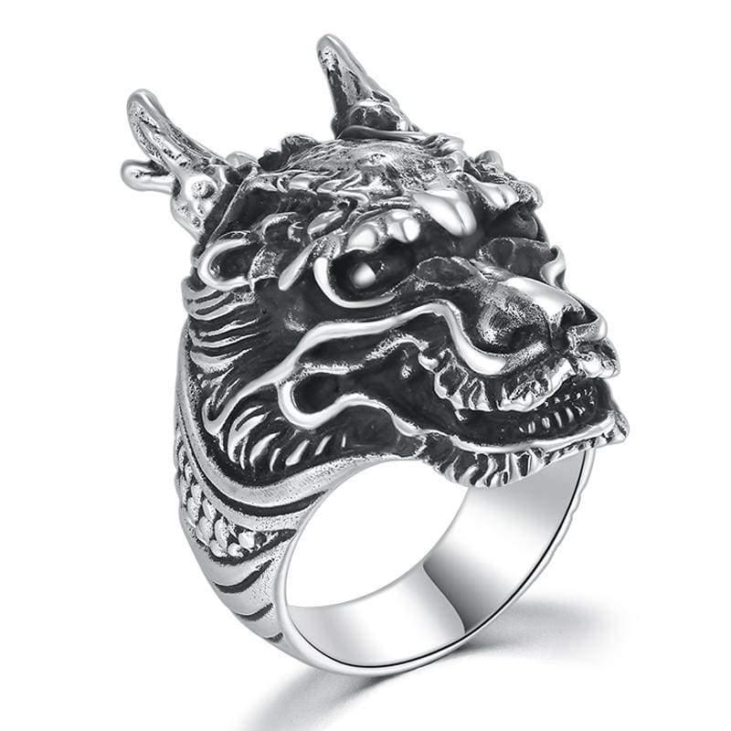 925 Silver Wolf Head Viking Biker Ring