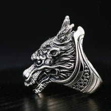 Load image into Gallery viewer, 925 Silver Wolf Head Viking Biker Ring
