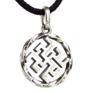 925 Sterling Silver Ancient Pagan Amulet Fern Flower Pendant Necklace Viking Thunder Cross Occult Sacral Energy Symbol Norse Nordic Slavic Jewelry for Men Women Handmade