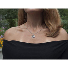 Load image into Gallery viewer, 925 Sterling Silver Ancient Pagan Amulet Fern Flower Pendant Necklace Viking Thunder Cross Occult Sacral Energy Symbol Norse Nordic Slavic Jewelry for Men Women Handmade
