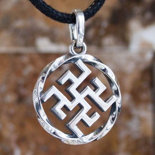 925 Sterling Silver Ancient Pagan Amulet Fern Flower Pendant Necklace Viking Thunder Cross Occult Sacral Energy Symbol Norse Nordic Slavic Jewelry for Men Women Handmade