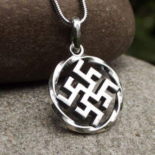 Load image into Gallery viewer, 925 Sterling Silver Ancient Pagan Amulet Fern Flower Pendant Necklace Viking Thunder Cross Occult Sacral Energy Symbol Norse Nordic Slavic Jewelry for Men Women Handmade
