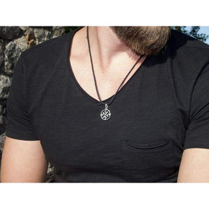 925 Sterling Silver Ancient Pagan Amulet Fern Flower Pendant Necklace Viking Thunder Cross Occult Sacral Energy Symbol Norse Nordic Slavic Jewelry for Men Women Handmade