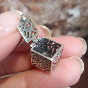 925 Sterling Silver Aroma Box Locket Necklace Little Filigree Essential Oil Diffuser Pendant"Love Live Laugh" Aromatherapy Jewelry For Women Girls Unique Handmade Gifts for Loved Ones