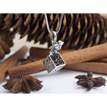 Load image into Gallery viewer, 925 Sterling Silver Aroma Box Locket Necklace Little Filigree Essential Oil Diffuser Pendant&quot;Love Live Laugh&quot; Aromatherapy Jewelry For Women Girls Unique Handmade Gifts for Loved Ones
