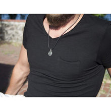 Load image into Gallery viewer, 925 Sterling Silver Black Sun Wheel Necklace Sonnenrad Pendant Occult Symbol Kolovrat Warrior Amulet Talisman Pagan Norse Viking Jewelry for Men Women/Handmade
