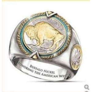925 Sterling Silver Buffalo Nickel Coin Ring - Buffalo Nickel / 7 - 100007323