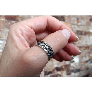 925 Sterling Silver Celtic Band Ring Braided Celtics Eternity Knot Wedding Promise Rings for Men Women Knotted Wave Thumb Bands Rings Viking Norse Jewelry Gifts/Handmade