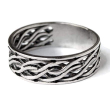 Load image into Gallery viewer, 925 Sterling Silver Celtic Band Ring Braided Celtics Eternity Knot Wedding Promise Rings for Men Women Knotted Wave Thumb Bands Rings Viking Norse Jewelry Gifts/Handmade
