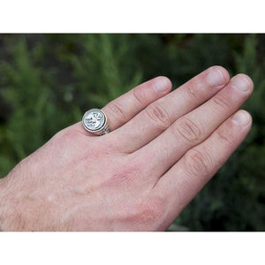 925 Sterling Silver Double Headed Eagle Ring Byzantine Russian Imperial Symbol Coat of Arm of the Russian Federation Mens Freemason Statement Signet Rings Handmade Nostalgic Jewelry for Men