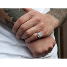 Load image into Gallery viewer, 925 Sterling Silver Double Headed Eagle Ring Byzantine Russian Imperial Symbol Coat of Arm of the Russian Federation Mens Freemason Statement Signet Rings Handmade Nostalgic Jewelry for Men
