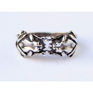 925 Sterling Silver Double Little Frogs Ring Fashion Casual Rings Handmade Frog Animal Jewelry Money Attraction Wealth Abundance Talisman Gifts for Women Size 7