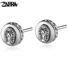 Load image into Gallery viewer, 925 Sterling Silver Earring Virgin Mary Stamp Studs Set Handmade Rock Retro Jewelry + Men Brinco
