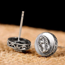 Load image into Gallery viewer, 925 Sterling Silver Earring Virgin Mary Stamp Studs Set Handmade Rock Retro Jewelry + Men Brinco
