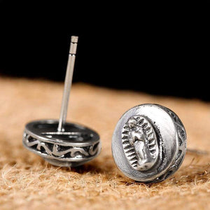 925 Sterling Silver Earring Virgin Mary Stamp Studs Set Handmade Rock Retro Jewelry + Men Brinco