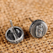 Load image into Gallery viewer, 925 Sterling Silver Earring Virgin Mary Stamp Studs Set Handmade Rock Retro Jewelry + Men Brinco
