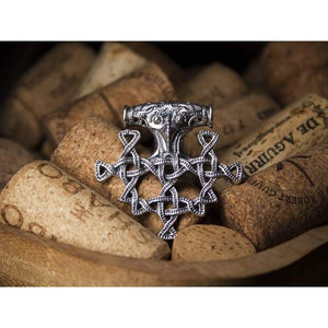 925 Sterling Silver Hiddensee Thors Hammer Pendant or Various Chain Necklace Viking Cross Odins Mjolnir Symbol Mens Nordic Norse Jewelry Gift for Men Handmade Replica/Add Option-Silver Chain