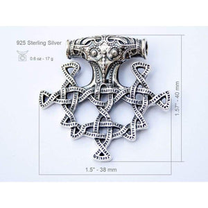 925 Sterling Silver Hiddensee Thors Hammer Pendant or Various Chain Necklace Viking Cross Odins Mjolnir Symbol Mens Nordic Norse Jewelry Gift for Men Handmade Replica/Add Option-Silver Chain