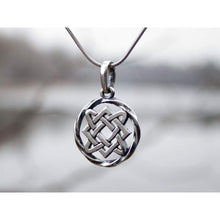 Load image into Gallery viewer, 925 Sterling Silver Irish Infinity Knot Pendant Circle of Life Necklace Slavic Symbols Lada Star Wiccan Pagan Celtic Jewelry for Women Protective Amulet for Family Peace, Love and Understanding
