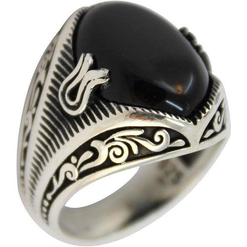 925 Sterling Silver Jewelry Onyx Stone Men's Ring