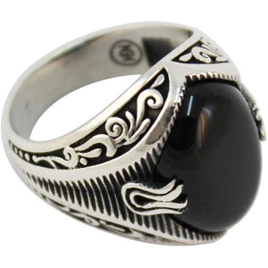 925 Sterling Silver Jewelry Onyx Stone Men's Ring