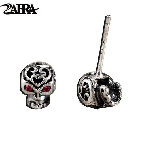 925 Sterling Silver Jewelry Skull Studs Set for Hiphop Boys+ Girls Vintage Real 925 Earrings Korean Skeleton Type
